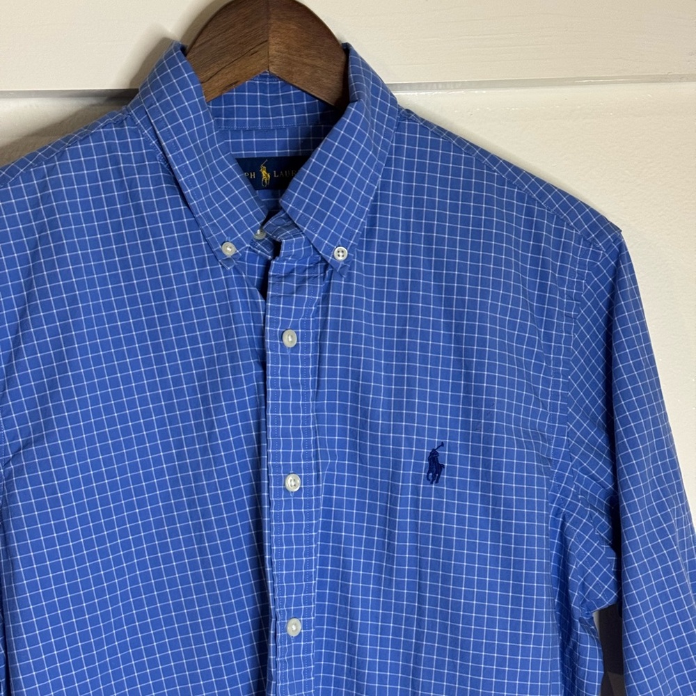 Ralph Lauren Men’s Button-Down Shirt Blue Check Size M - Picture 3 of 9